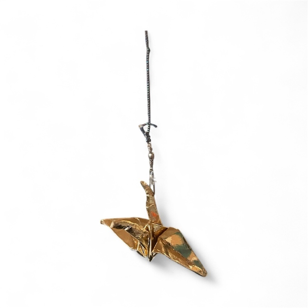 HANDCRAFTED bronze metallic  paper Origami crane for Toy for Pets and more